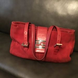 Red Fendi Suede Shoulder bag - Canvas lining